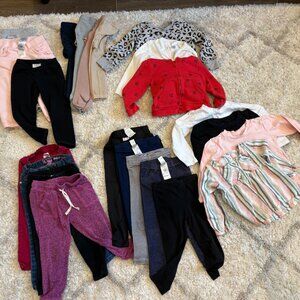 Large 23 item 3T kids toddler winter clothes lot, staples & neutrals